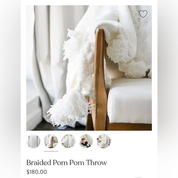 Sunday Citizen Braided Pom Pom Throw in Off-White - Picture 2 of 5